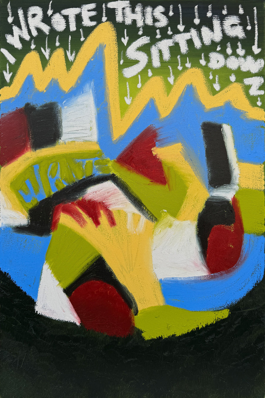 i wrote this sitting down, oil on canvas, 36 × 24"